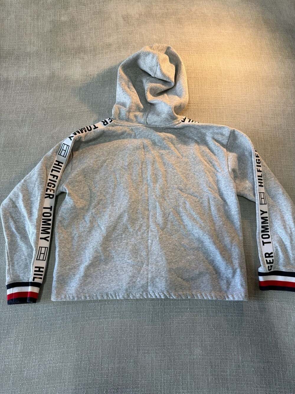 Tommy Hilfiger Sport Logo Tape Hoodie Gray Size L/G - Picture 6 of 6